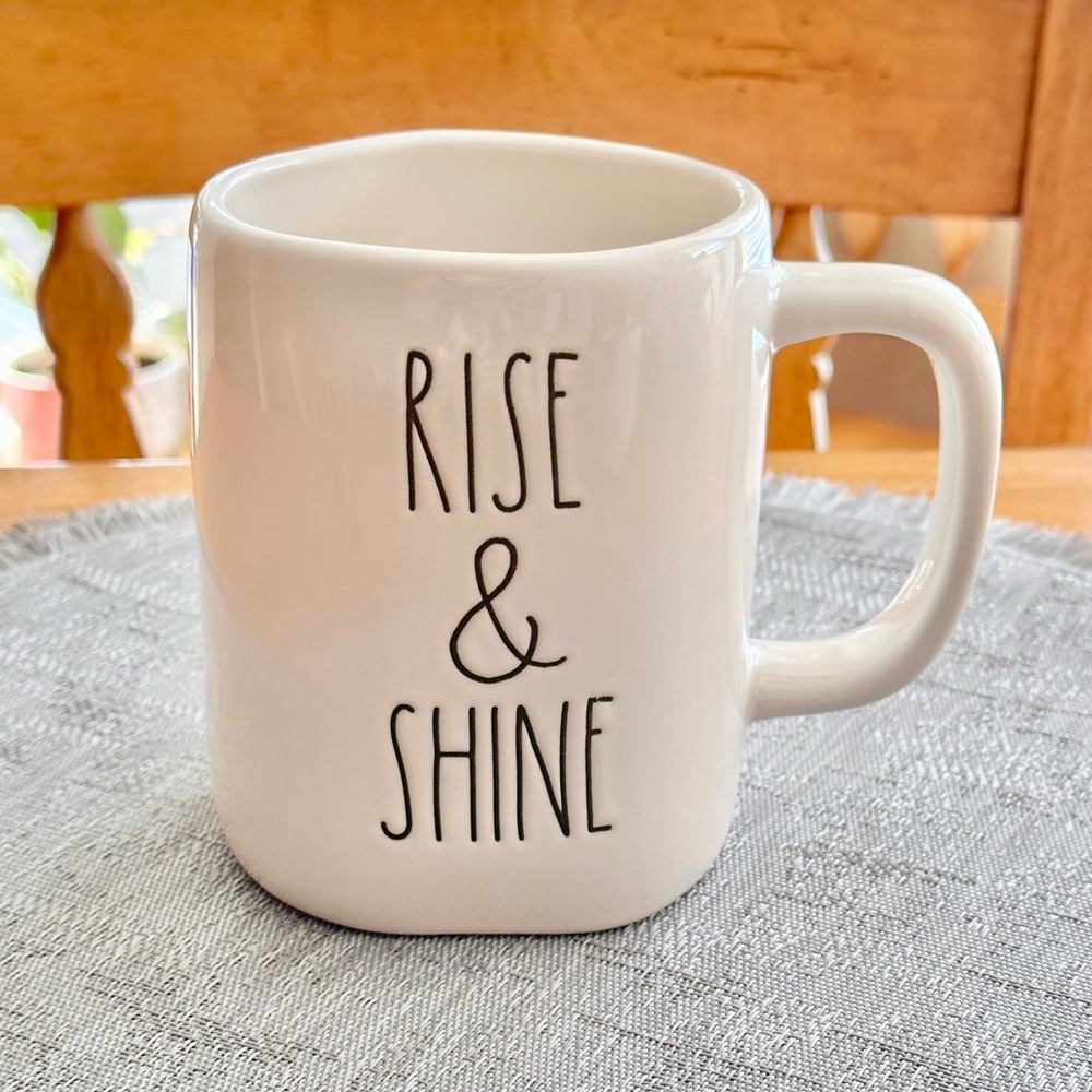 Rae Dunn RISE & SHINE Ceramic Coffee Mug BRAND NEW!!